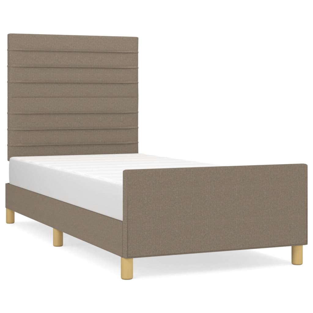 Cadre de lit sans matelas taupe 90x200 cm tissu - XIOS