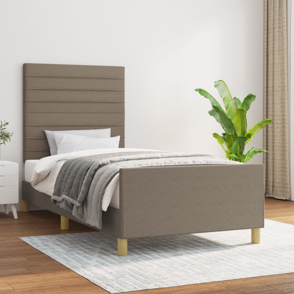 Cadre de lit sans matelas taupe 100x200 cm tissu - XIOS
