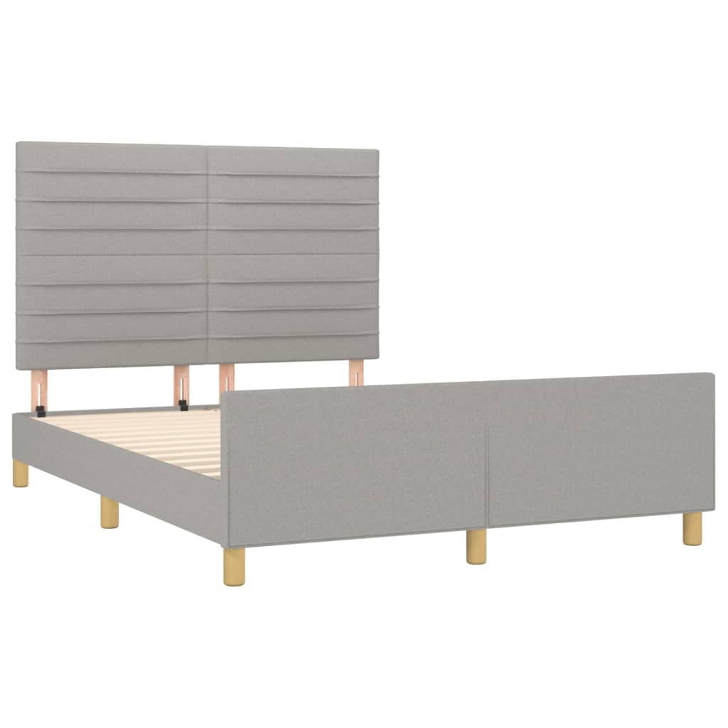 Cadre de lit sans matelas gris clair 140x190 cm tissu - XIOS