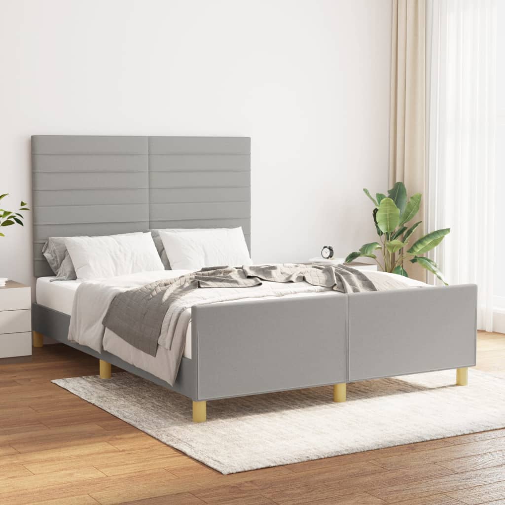Cadre de lit sans matelas gris clair 140x190 cm tissu - XIOS