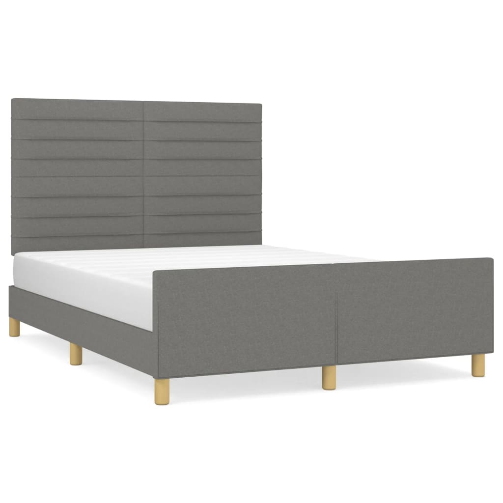 Cadre de lit sans matelas gris foncé 140x190 cm tissu - XIOS