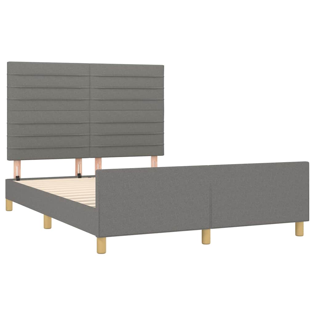 Cadre de lit sans matelas gris foncé 140x190 cm tissu - XIOS
