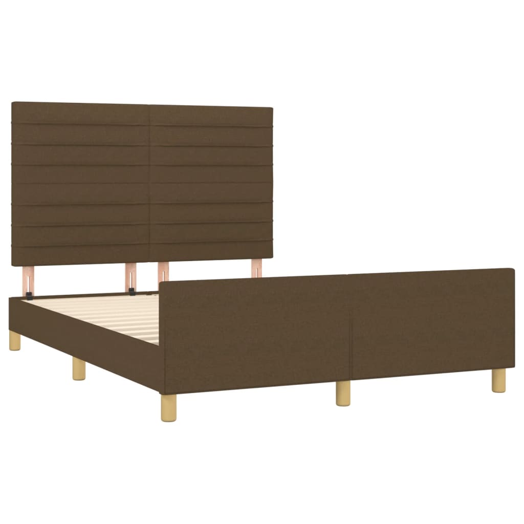 Cadre de lit sans matelas marron foncé 140x190 cm tissu - XIOS