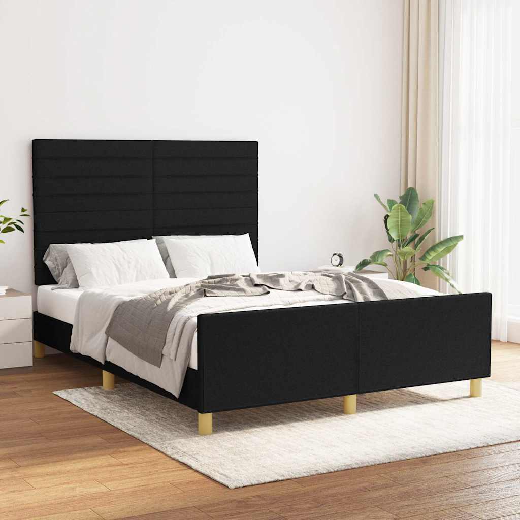 Cadre de lit sans matelas noir 140x200 cm tissu - XIOS