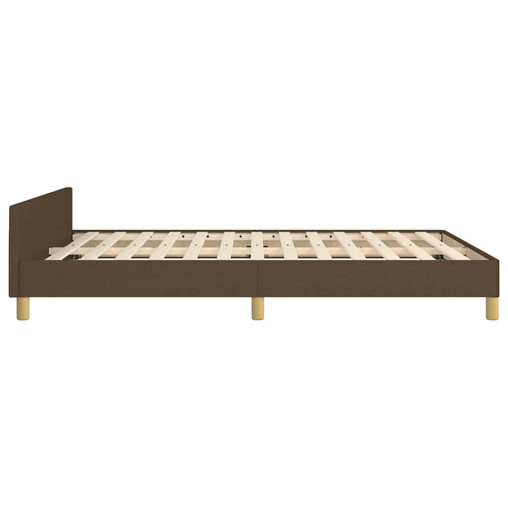 Cadre de lit sans matelas marron foncé 140x200 cm tissu