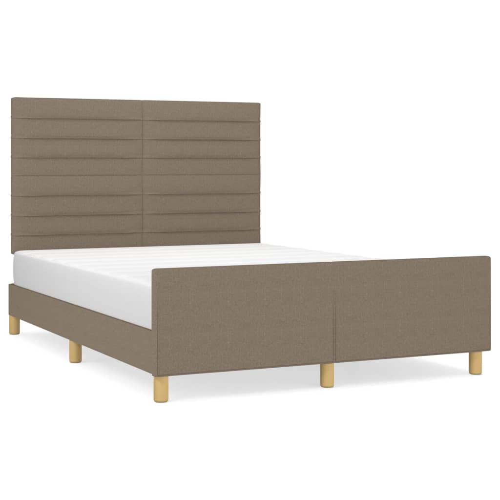 Cadre de lit sans matelas taupe 140x200 cm tissu - XIOS