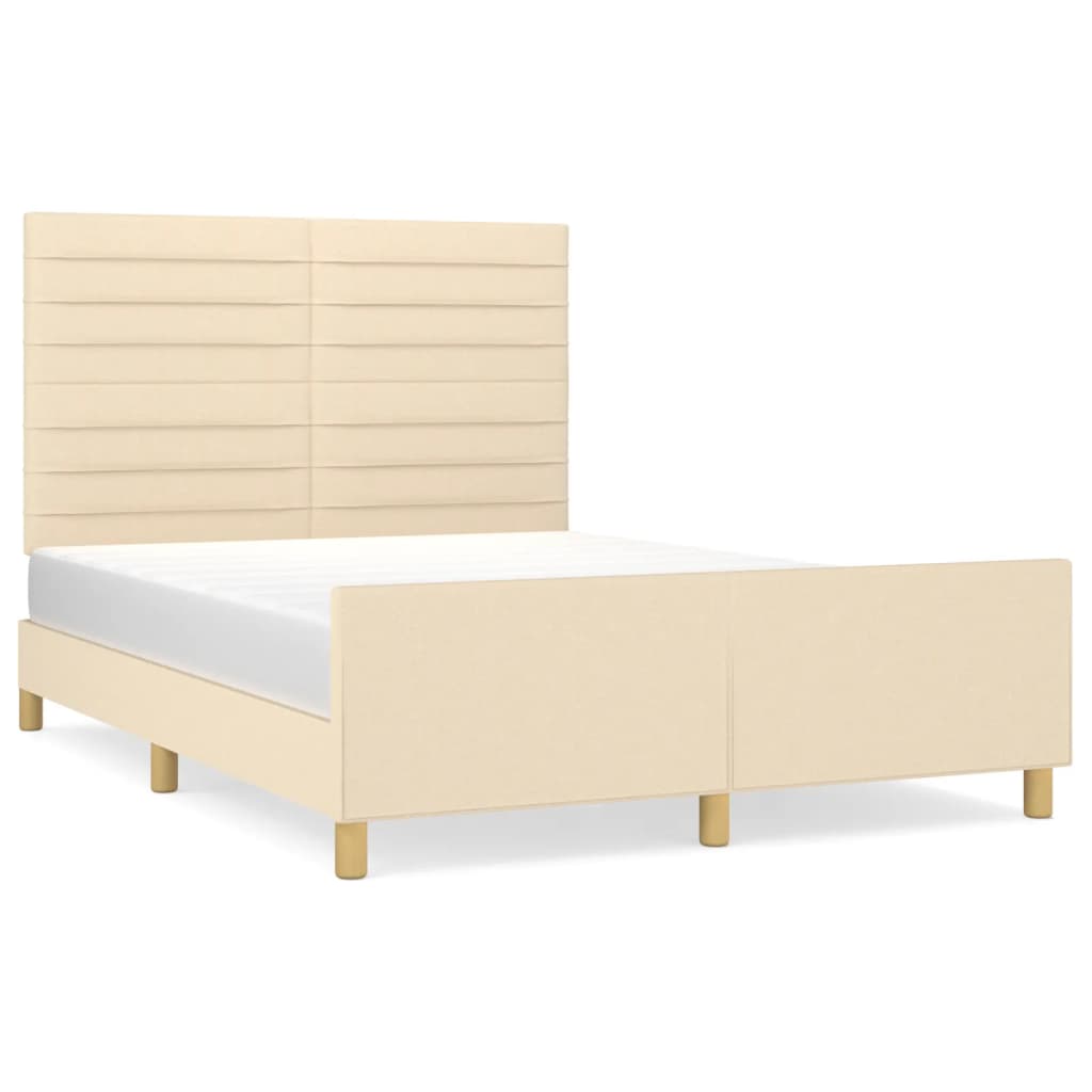 Cadre de lit sans matelas crème 140x200 cm tissu - XIOS