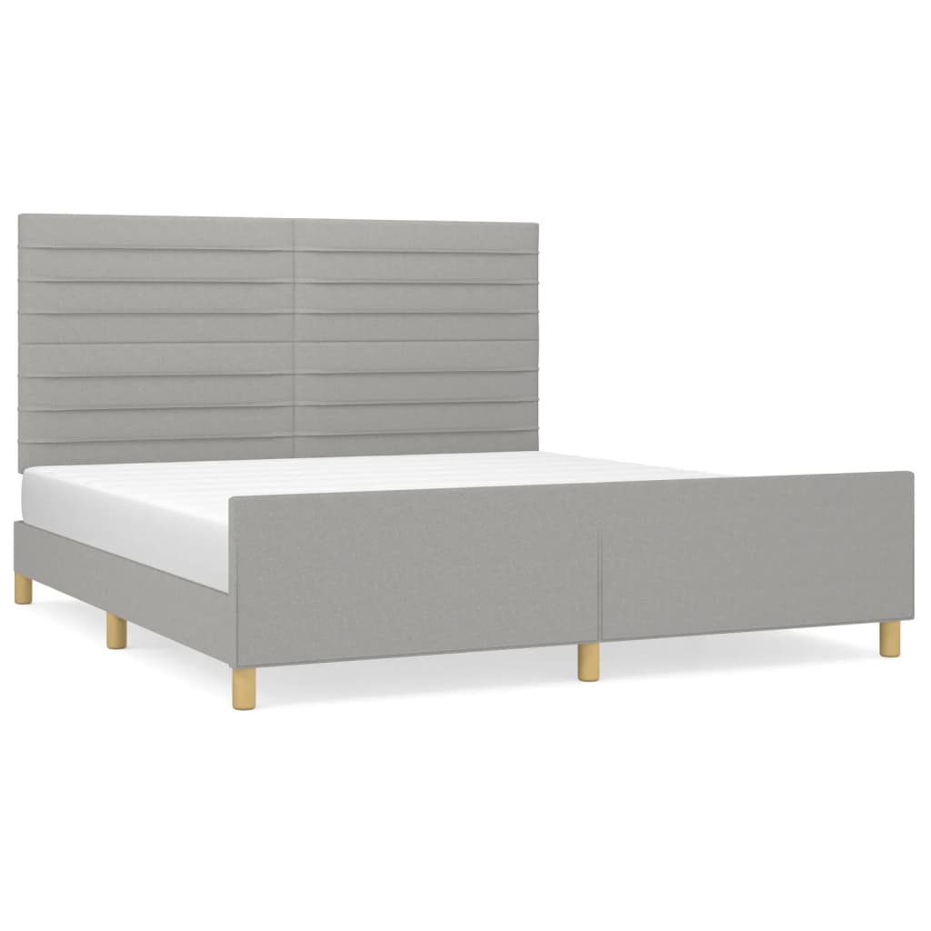Cadre de lit sans matelas gris clair 160x200 cm tissu - XIOS