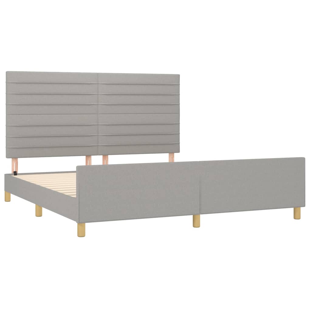Cadre de lit sans matelas gris clair 160x200 cm tissu - XIOS