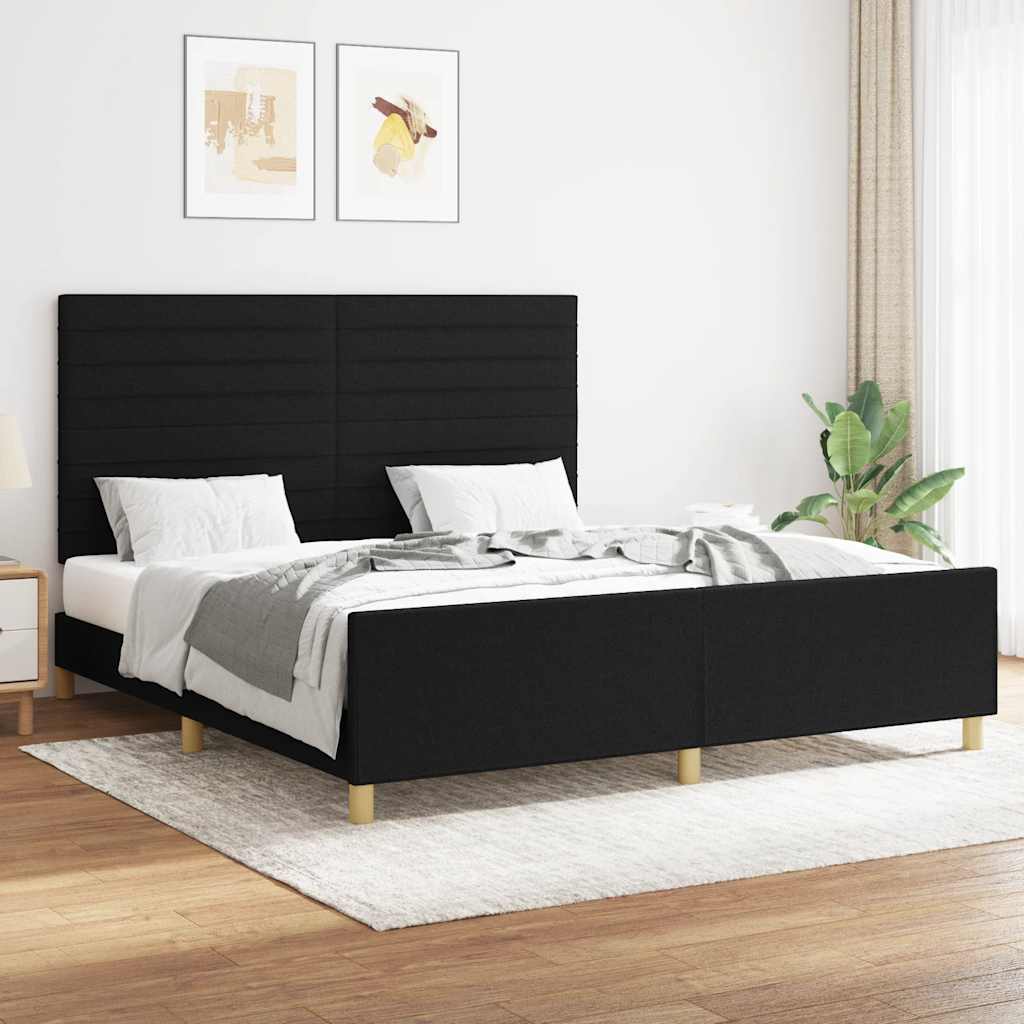 Cadre de lit sans matelas noir 160x200 cm tissu - XIOS