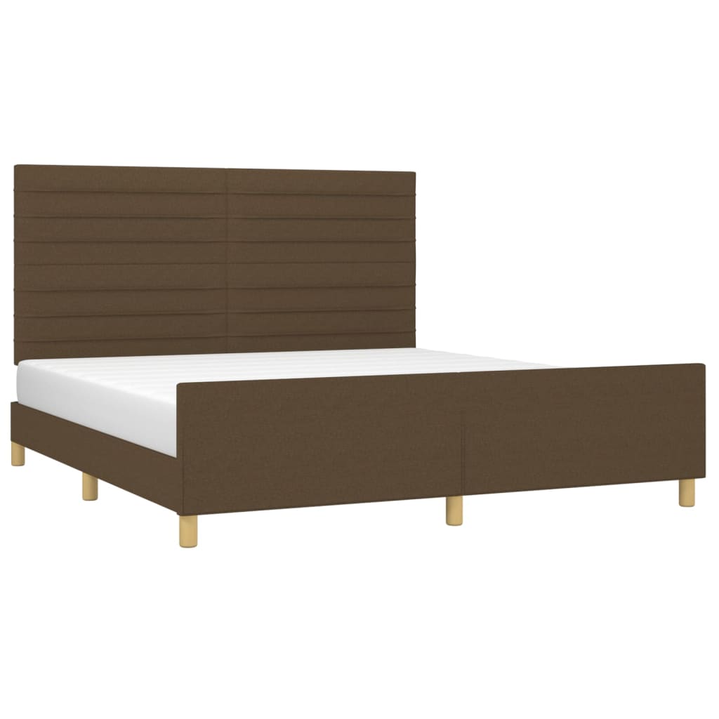 Cadre de lit sans matelas marron foncé 160x200 cm tissu - XIOS