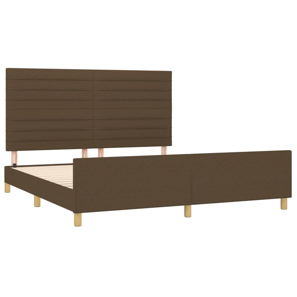 Cadre de lit sans matelas marron foncé 160x200 cm tissu - XIOS