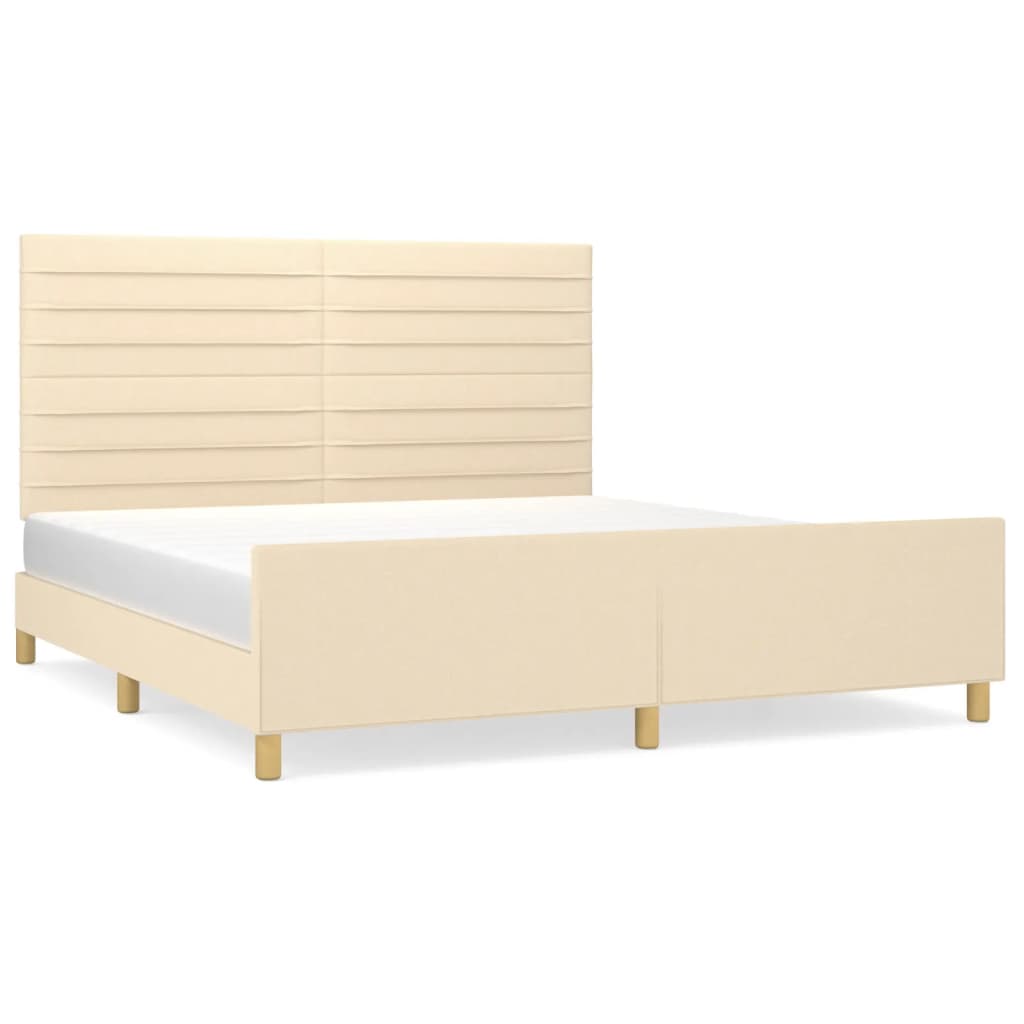 Cadre de lit sans matelas crème 160x200 cm tissu - XIOS