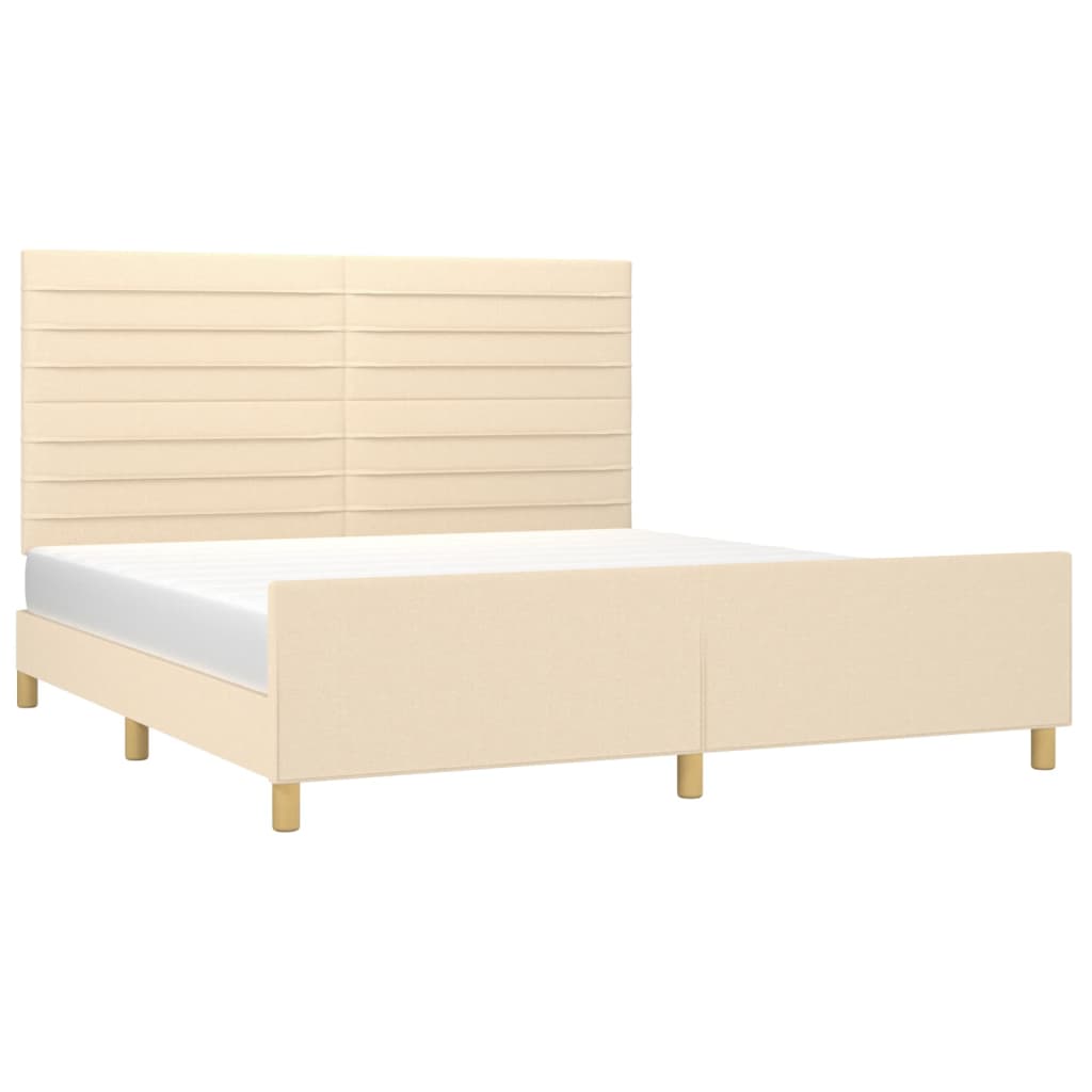 Cadre de lit sans matelas crème 160x200 cm tissu - XIOS