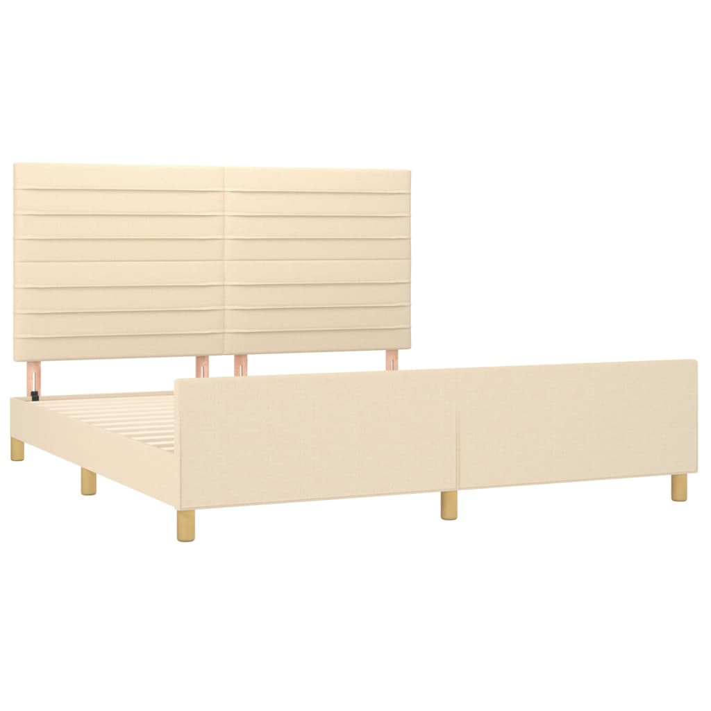 Cadre de lit sans matelas crème 160x200 cm tissu - XIOS