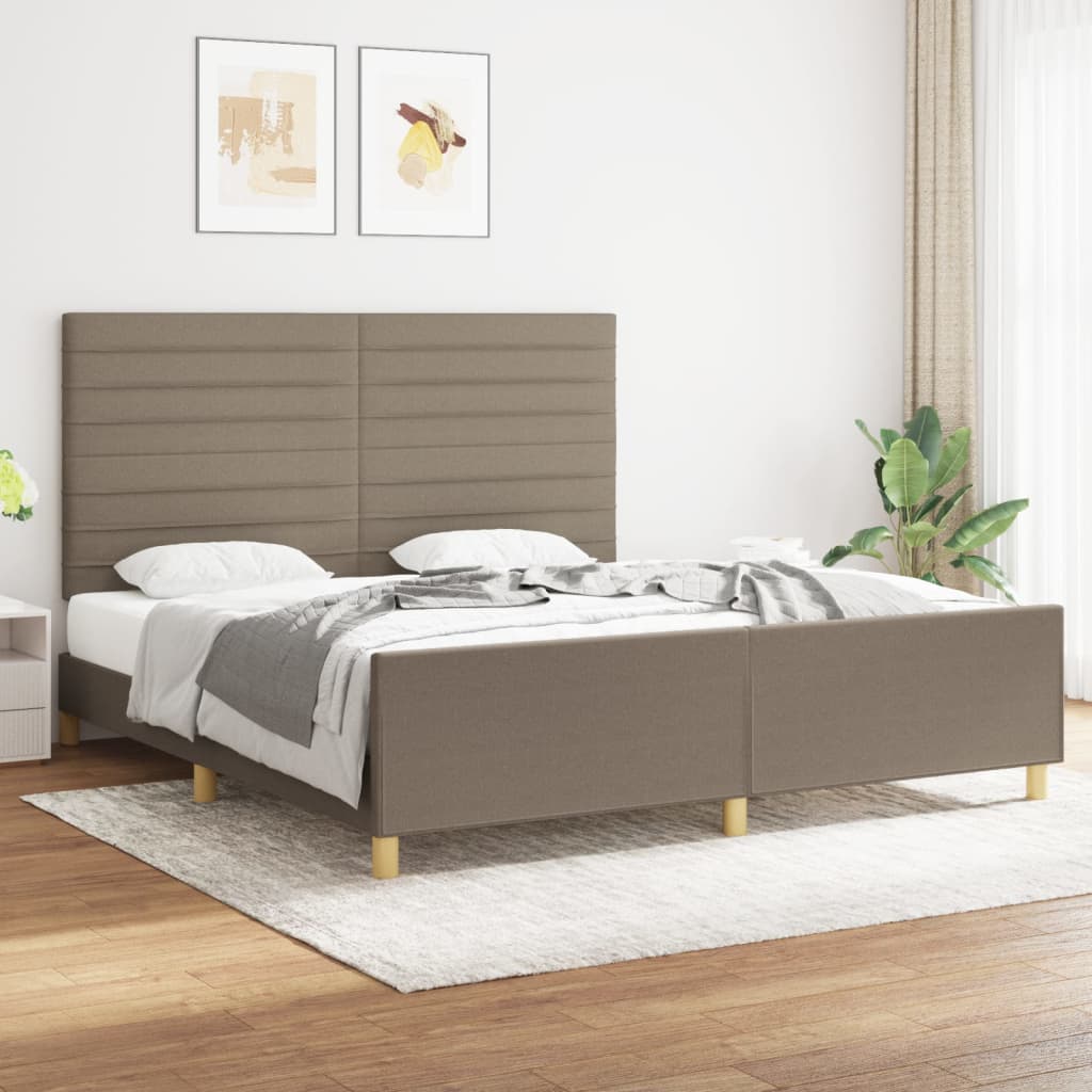 Cadre de lit sans matelas taupe 180x200 cm tissu - XIOS