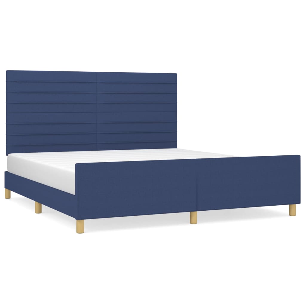 Cadre de lit sans matelas bleu 180x200 cm tissu - XIOS