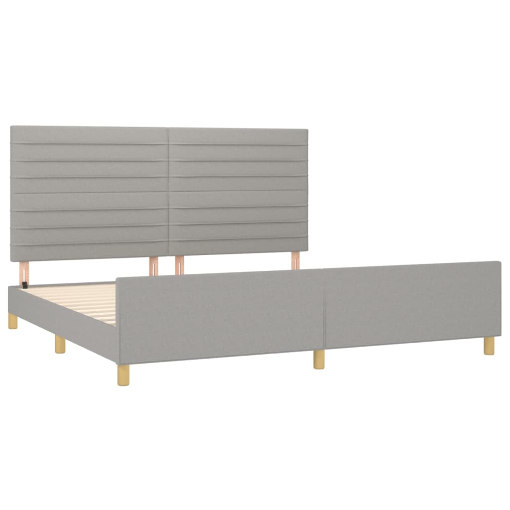Cadre de lit sans matelas gris clair 200x200 cm tissu - XIOS