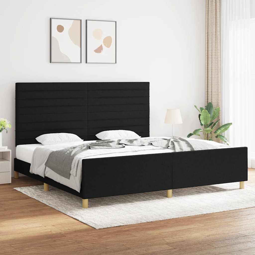 Cadre de lit sans matelas noir 200x200 cm tissu - XIOS