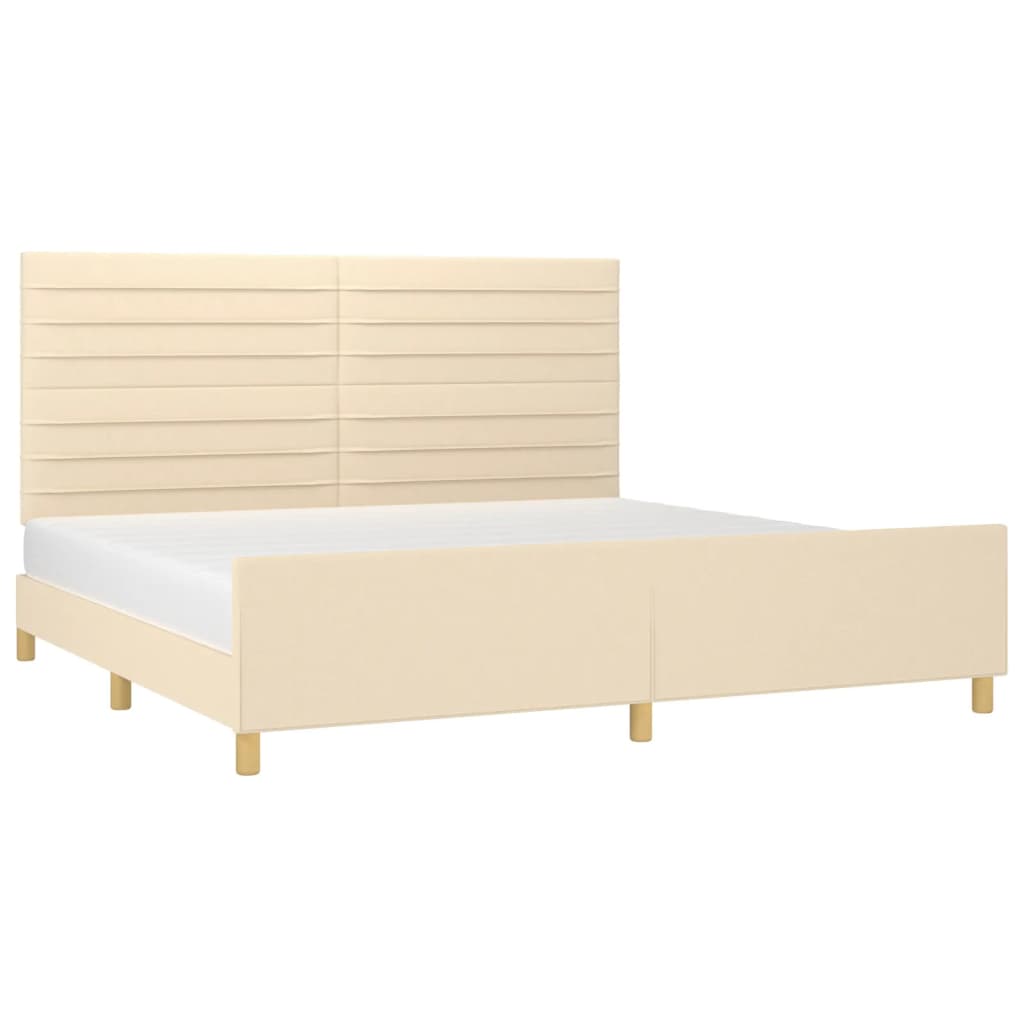 Cadre de lit sans matelas crème 200x200 cm tissu - XIOS