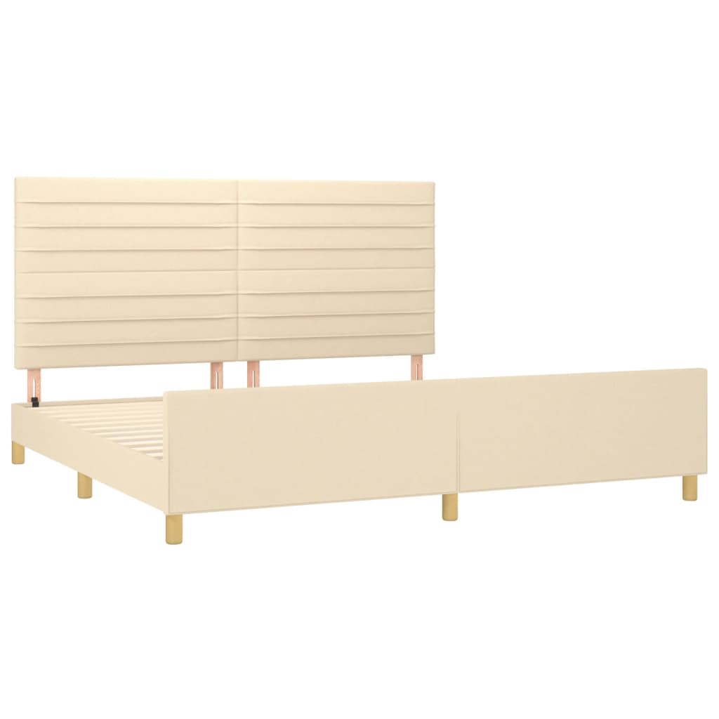 Cadre de lit sans matelas crème 200x200 cm tissu - XIOS