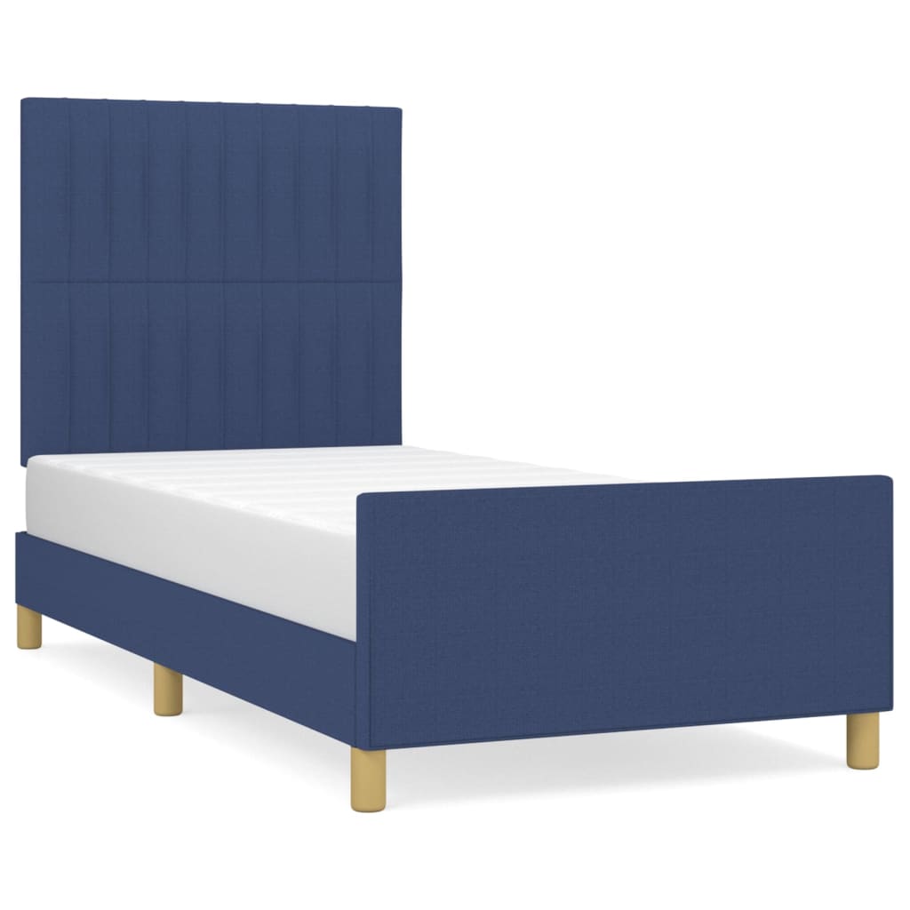 Cadre de lit sans matelas bleu 80x200 cm tissu - XIOS