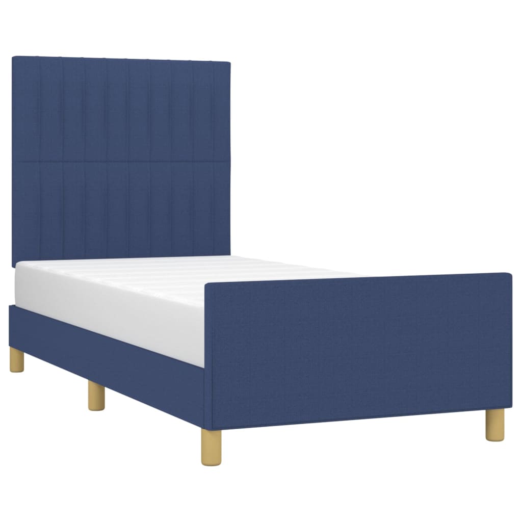 Cadre de lit sans matelas bleu 80x200 cm tissu - XIOS