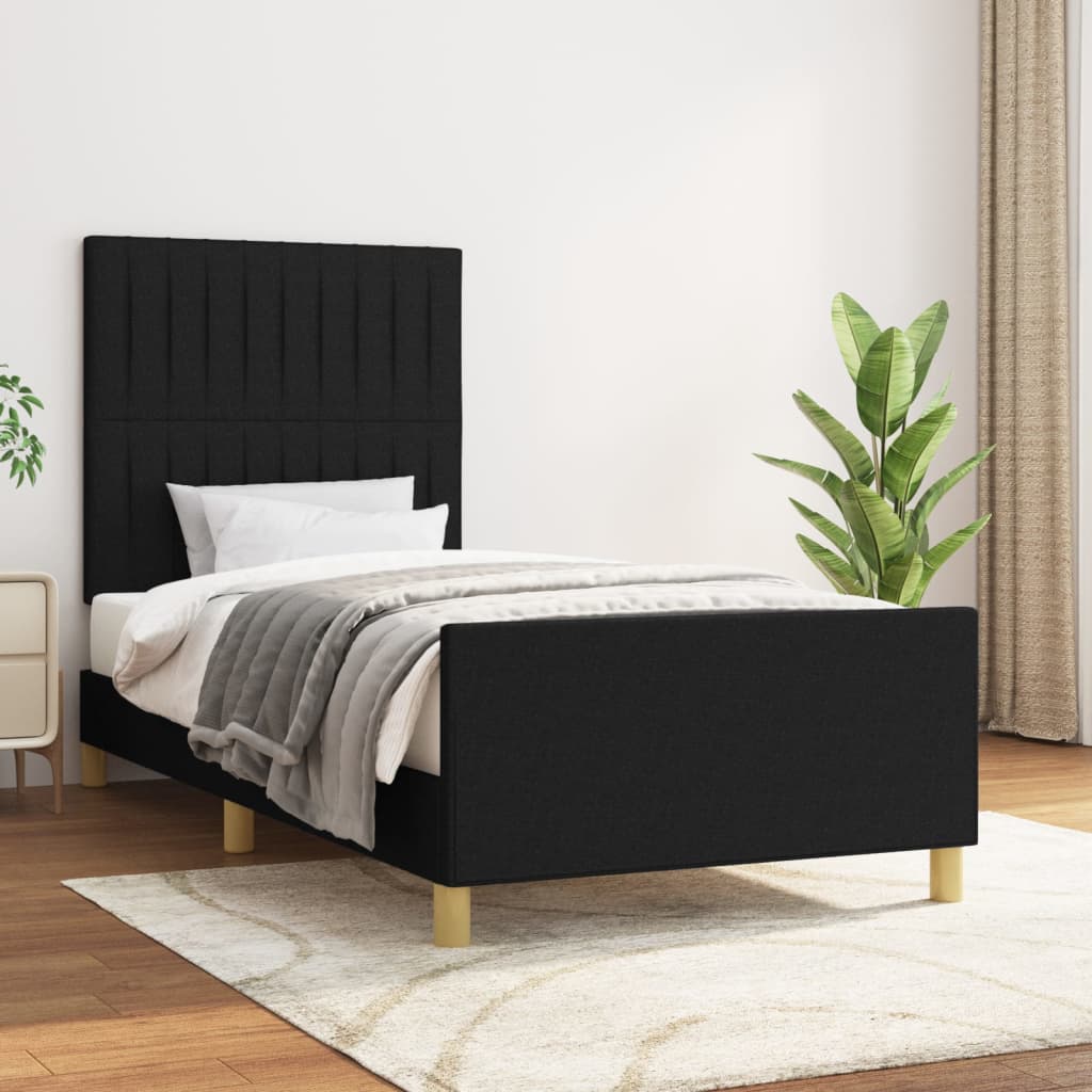 Cadre de lit sans matelas noir 90x190 cm tissu - XIOS