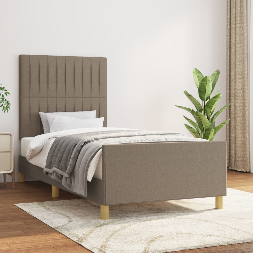 Cadre de lit sans matelas taupe 90x190 cm tissu - XIOS