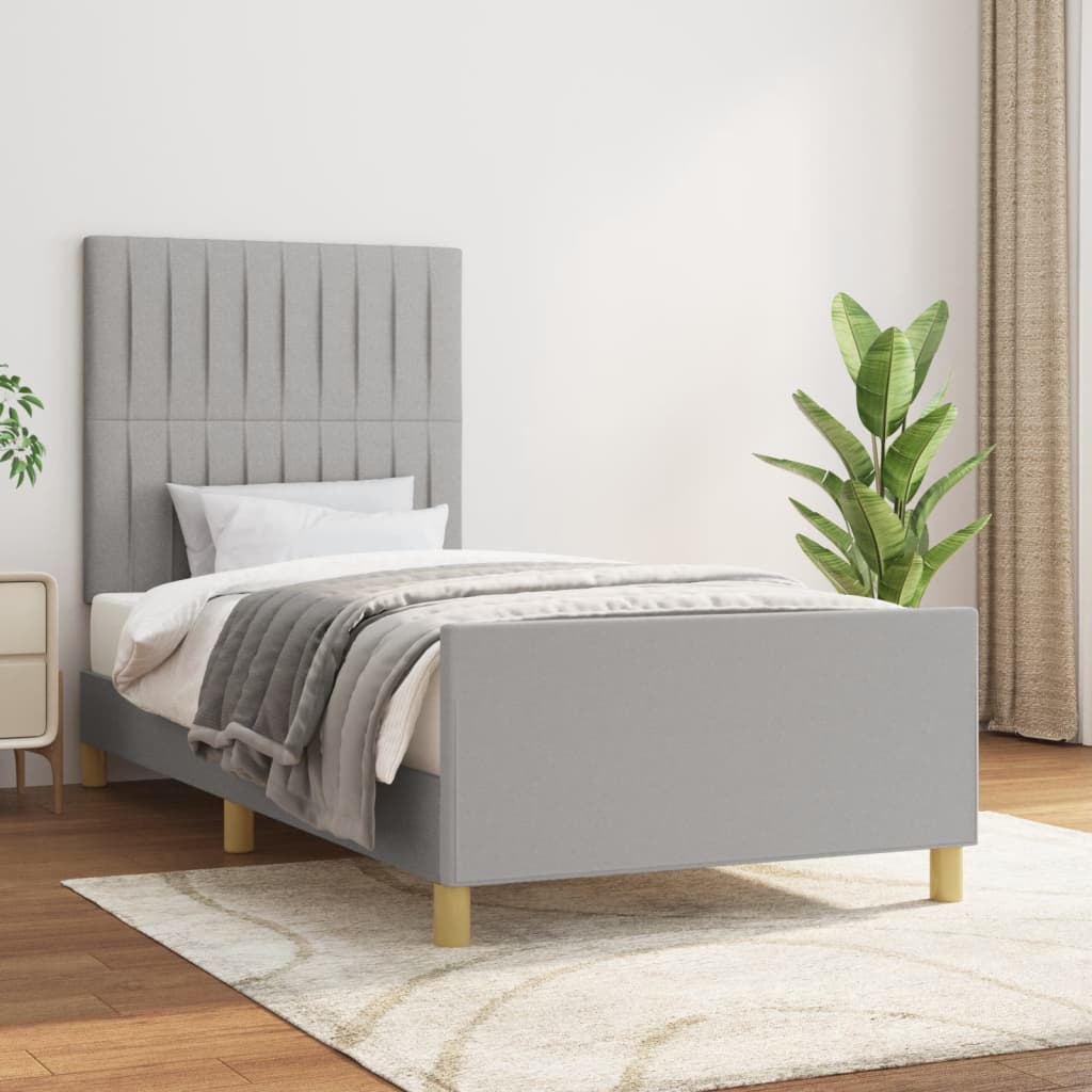 Cadre de lit sans matelas gris clair 100x200 cm tissu - XIOS