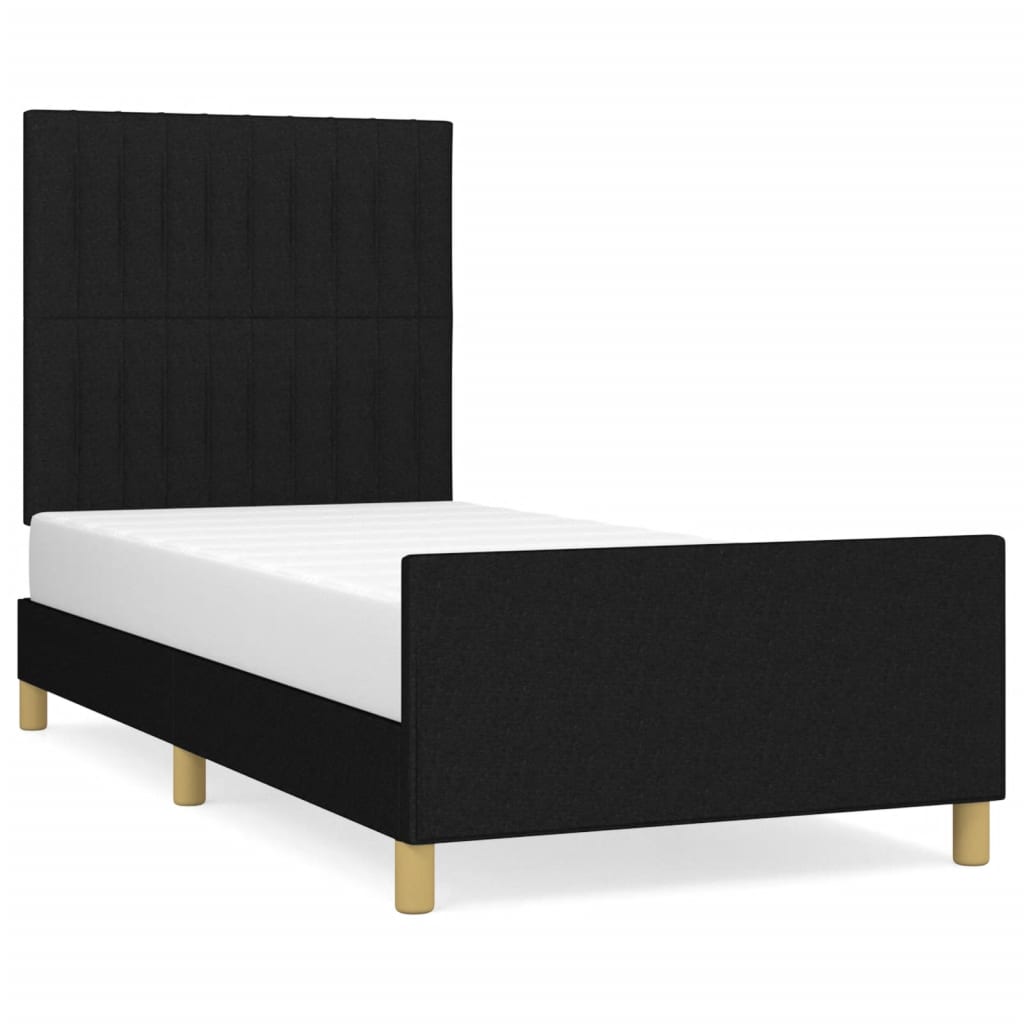 Cadre de lit sans matelas noir 100x200 cm tissu - XIOS