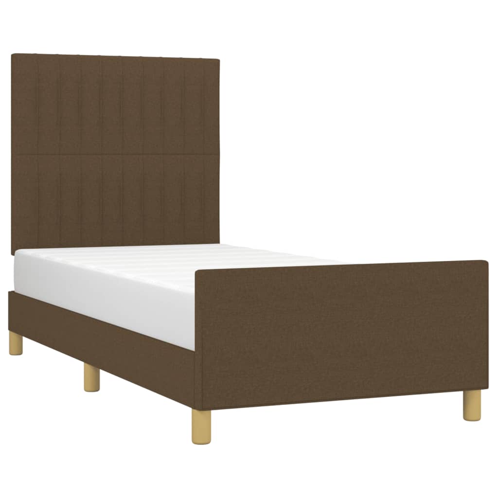 Cadre de lit sans matelas marron foncé 100x200 cm tissu - XIOS