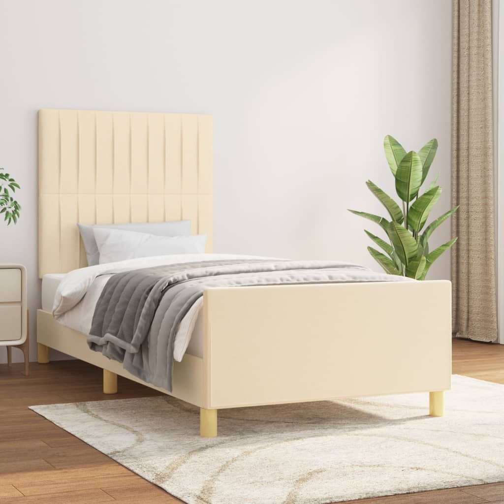 Cadre de lit sans matelas crème 100x200 cm tissu - XIOS