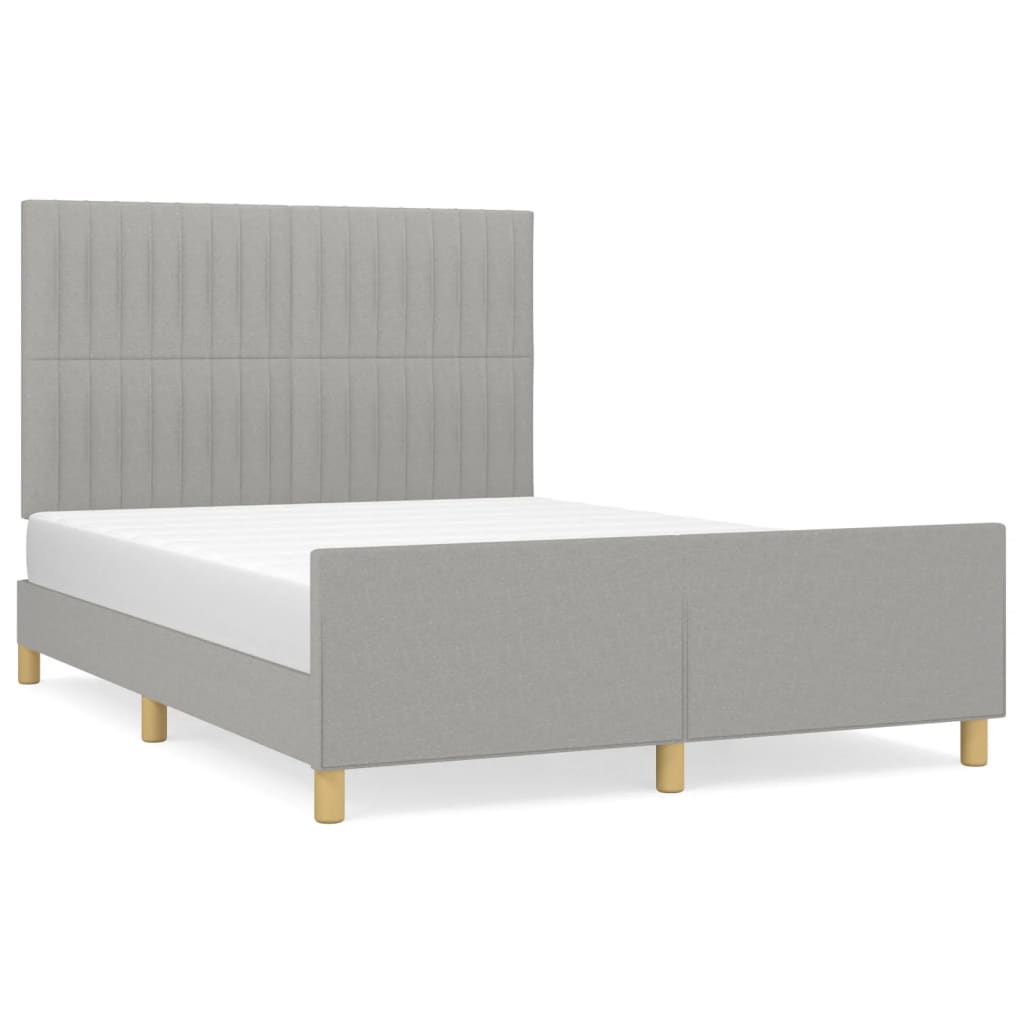 Cadre de lit sans matelas gris clair 140x190 cm tissu - XIOS