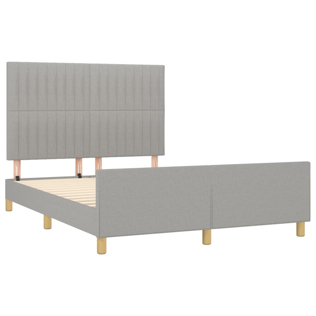 Cadre de lit sans matelas gris clair 140x190 cm tissu - XIOS