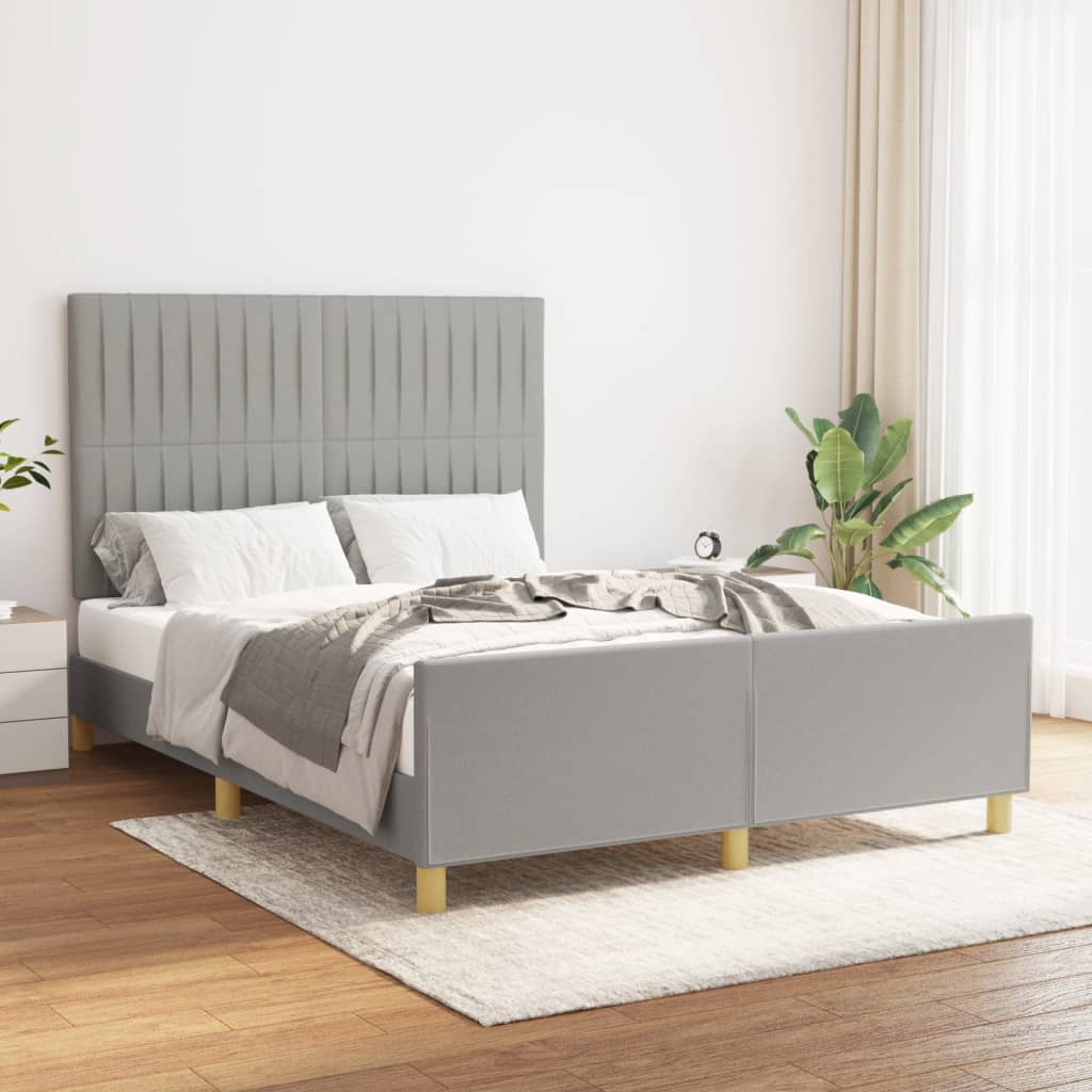 Cadre de lit sans matelas gris clair 140x190 cm tissu - XIOS