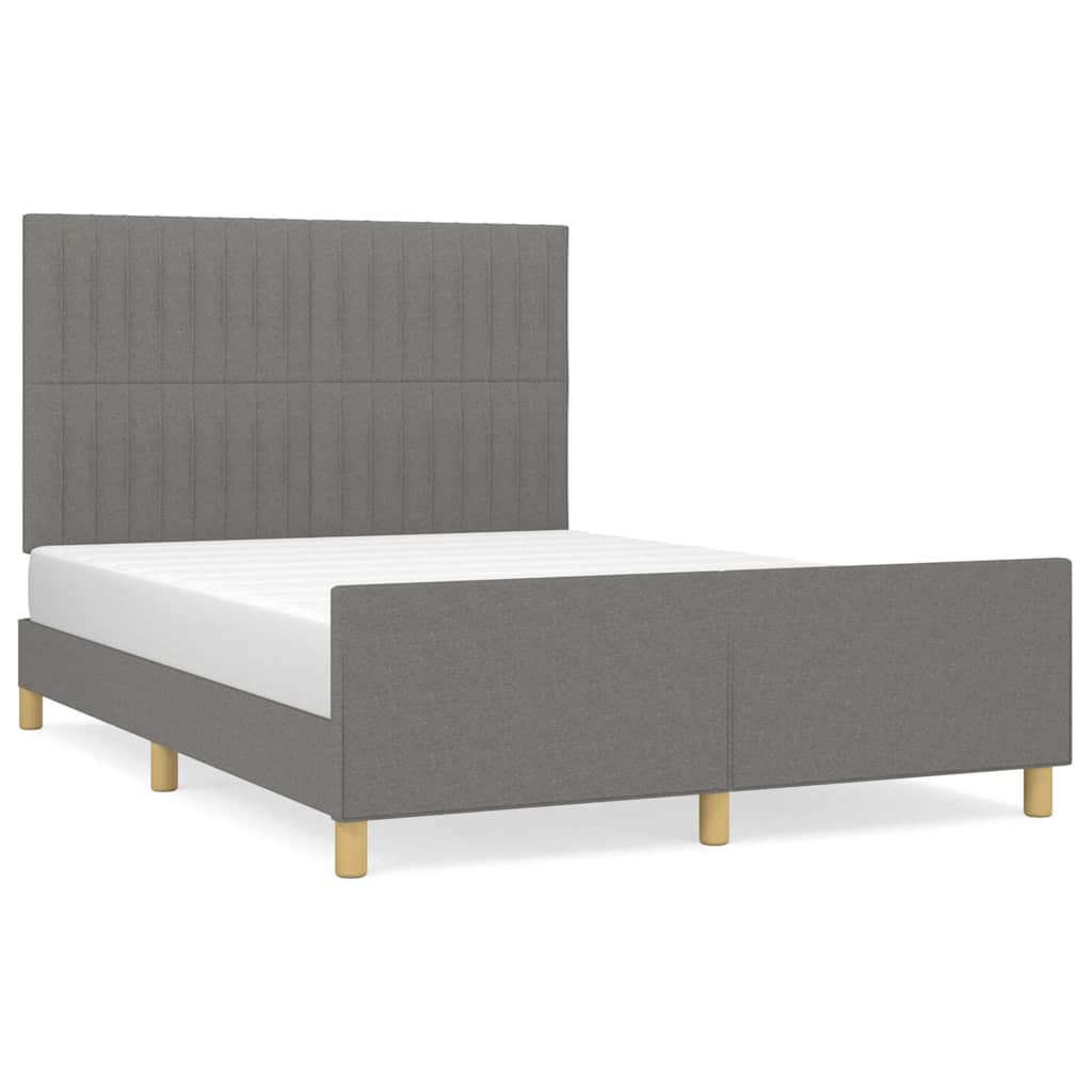 Cadre de lit sans matelas gris foncé 140x190 cm tissu - XIOS