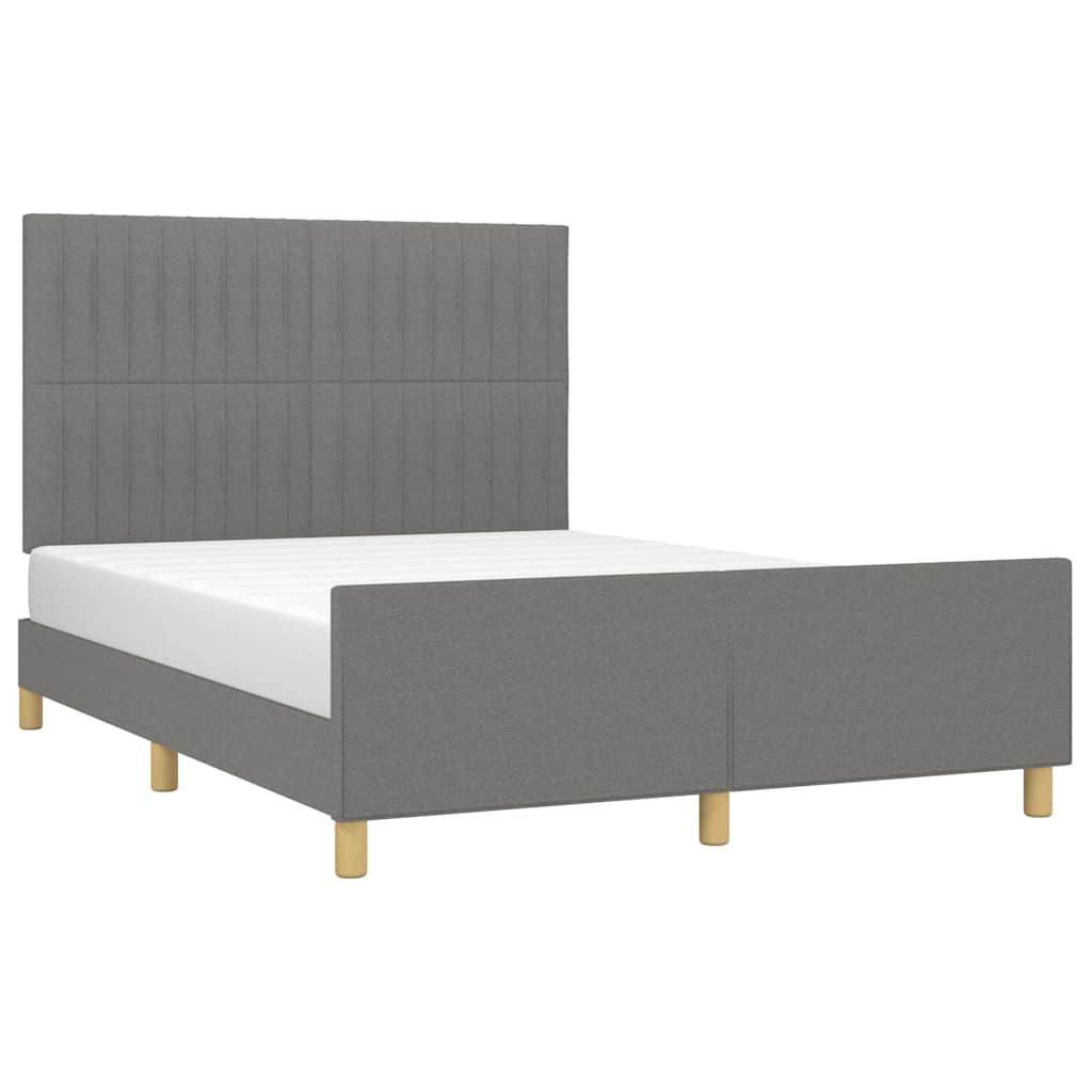 Cadre de lit sans matelas gris foncé 140x190 cm tissu - XIOS