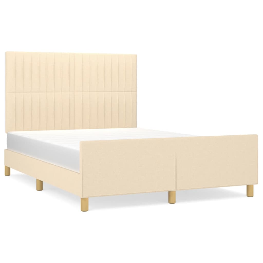 Cadre de lit sans matelas crème 140x190 cm tissu