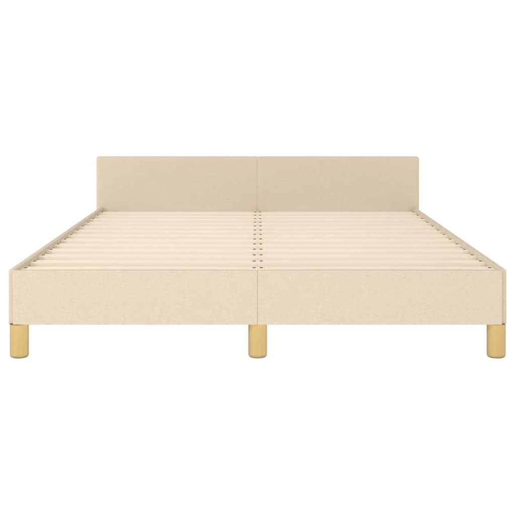 Cadre de lit sans matelas crème 140x190 cm tissu