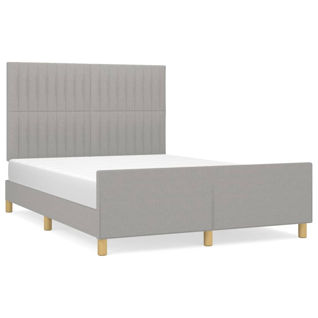 Cadre de lit sans matelas gris clair 140x200 cm tissu - XIOS