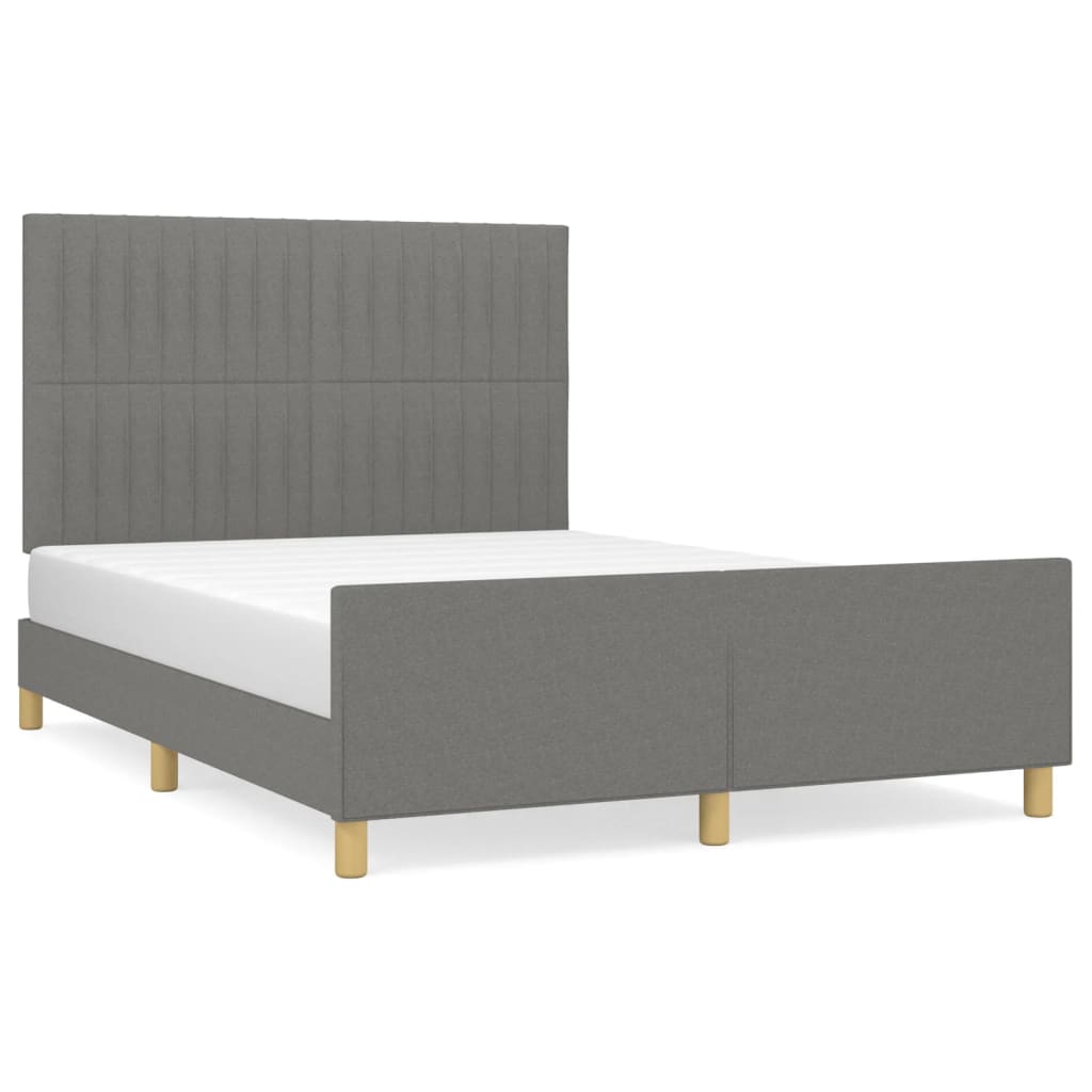 Cadre de lit sans matelas gris foncé 140x200 cm tissu - XIOS