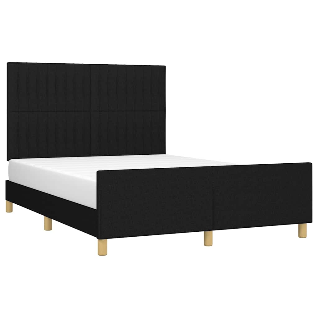 Cadre de lit sans matelas noir 140x200 cm tissu - XIOS