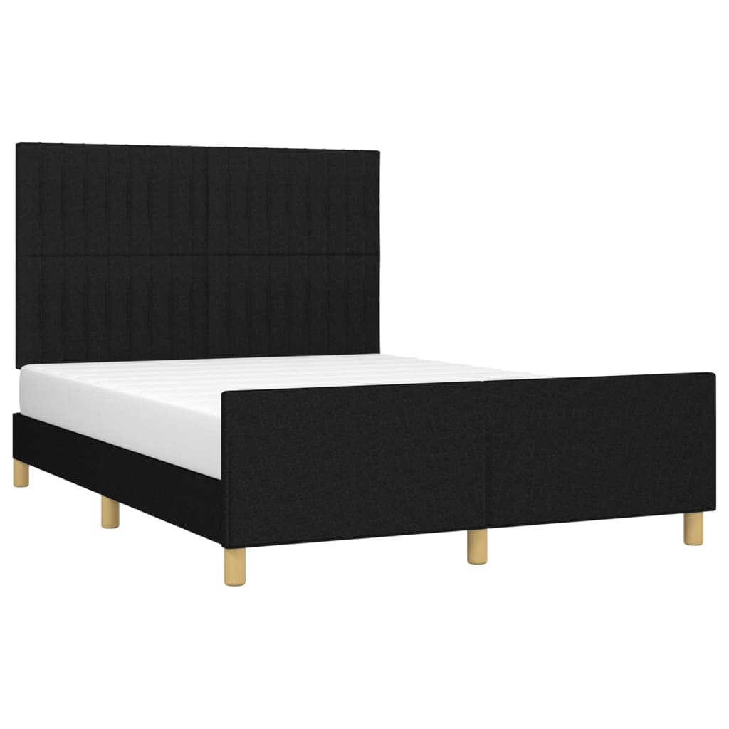 Cadre de lit sans matelas noir 140x200 cm tissu - XIOS