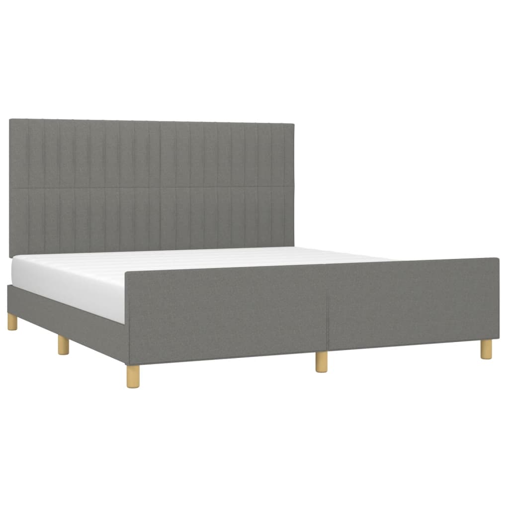 Cadre de lit sans matelas gris foncé 160x200 cm tissu - XIOS