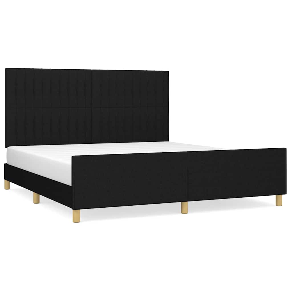 Cadre de lit sans matelas noir 160x200 cm tissu - XIOS