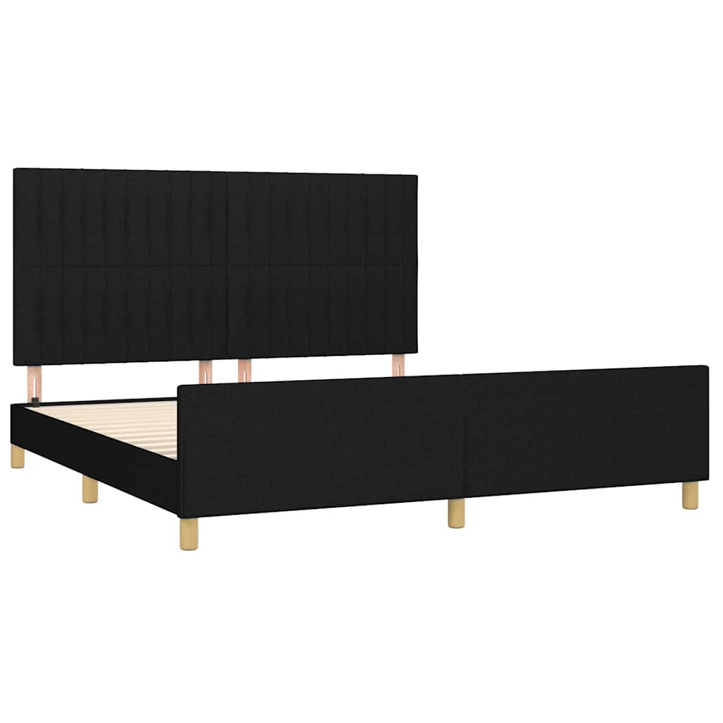 Cadre de lit sans matelas noir 160x200 cm tissu - XIOS