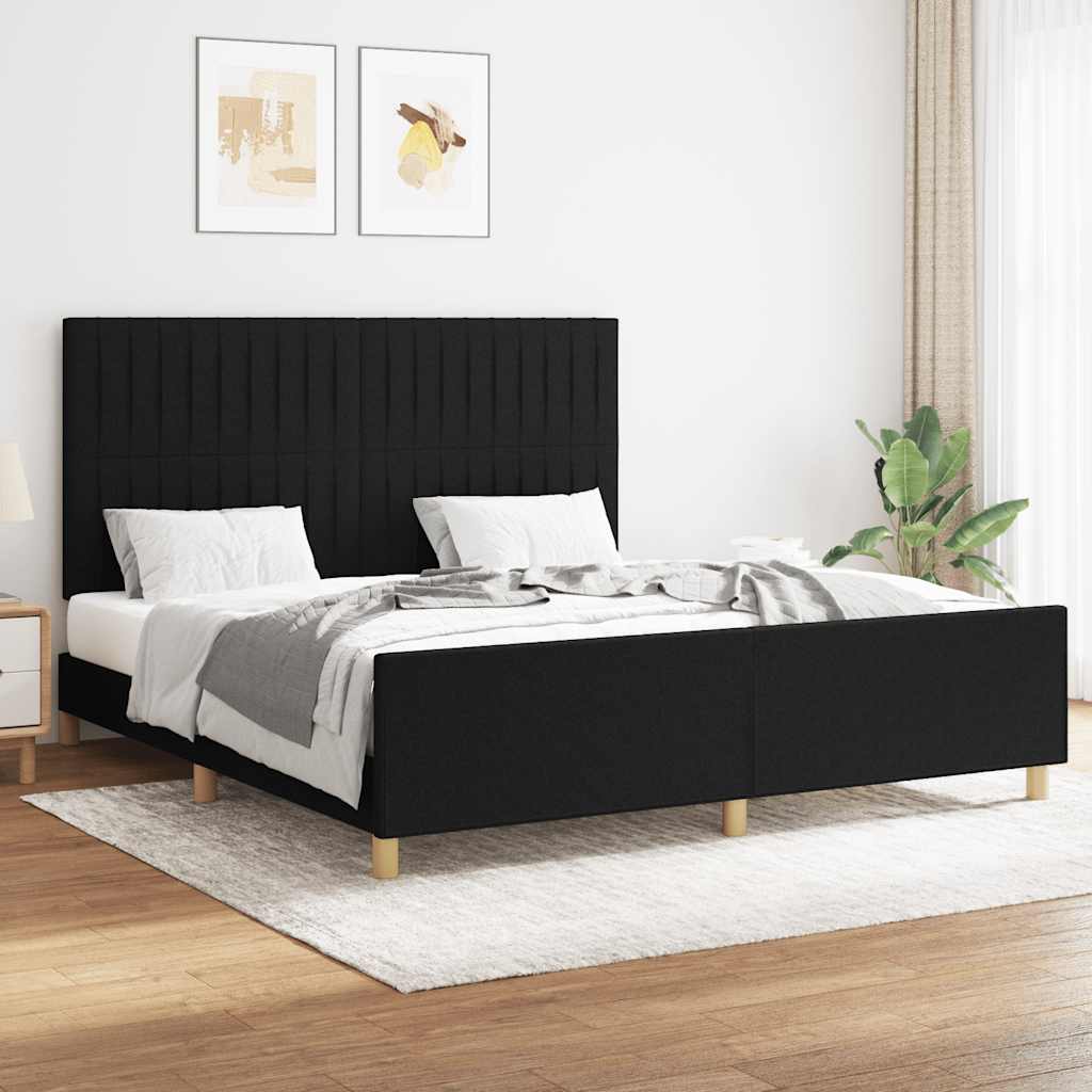 Cadre de lit sans matelas noir 160x200 cm tissu - XIOS