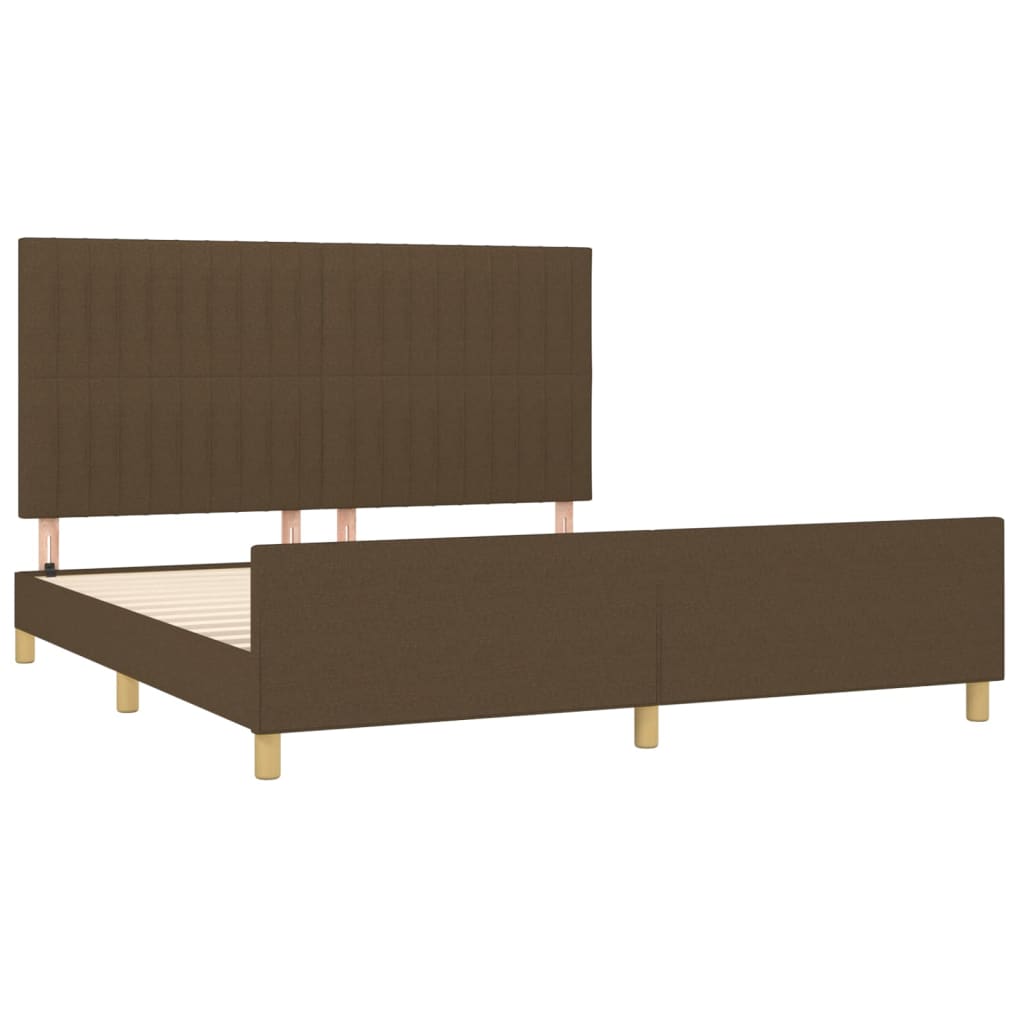 Cadre de lit sans matelas marron foncé 160x200 cm tissu - XIOS