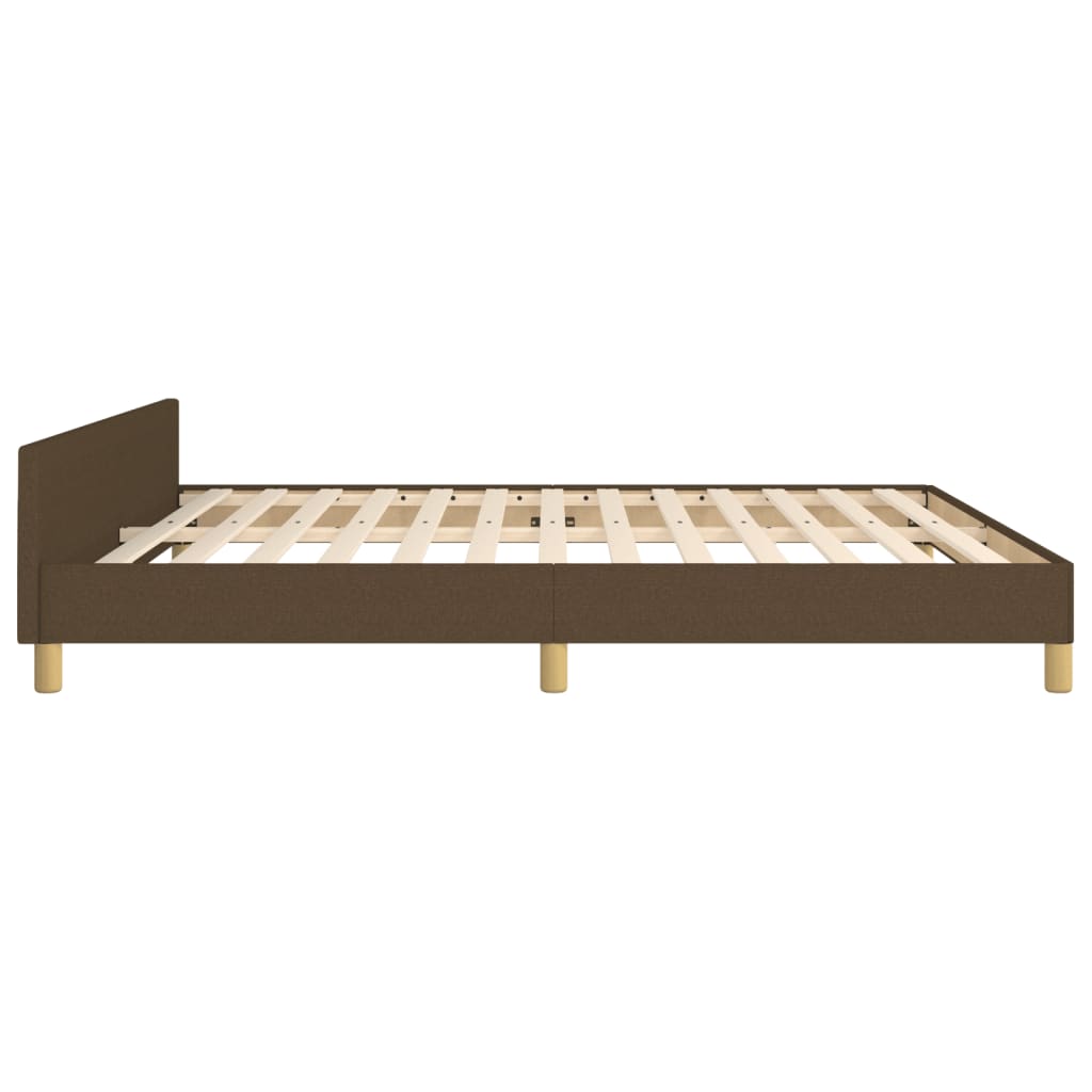 Cadre de lit sans matelas marron foncé 160x200 cm tissu - XIOS